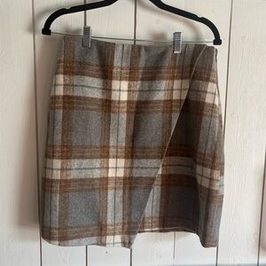 Bagatelle Gray and Brown Plaid Mini Skirt